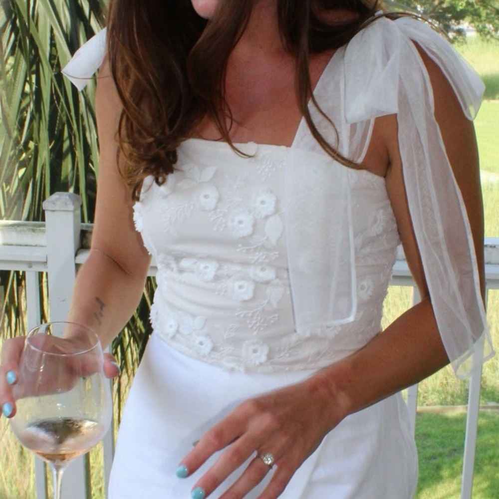 Vestique Cream Embellished Bustier Blouse